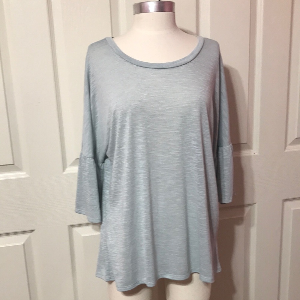 HARMONY BALANCE Mint/Sage Green Ruffle Sleeve Top NWT Size M